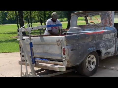 1966 Chevy C10 (Episode 2) one man bed removal and rear gas tank mock up @mississippiwrenches295