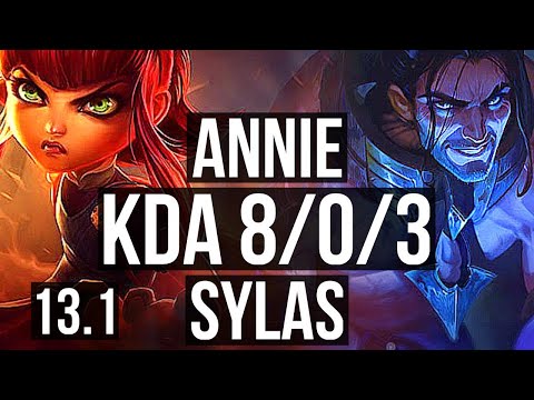 ANNIE vs SYLAS (MID) | 8/0/3, 600+ games, Legendary, 900K mastery | KR Diamond | 13.1