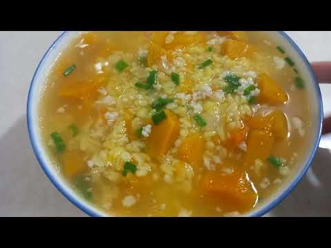 CANH BÍ ĐỎ THỊT BĂM ĐẬU XANH THƠM NGON BỔ DƯỠNG.