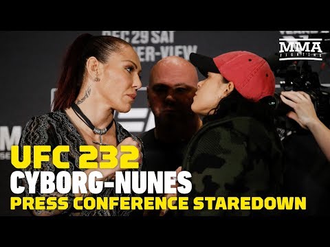 UFC 232: Cris Cyborg vs. Amanda Nunes Presser Staredown - MMA Fighting