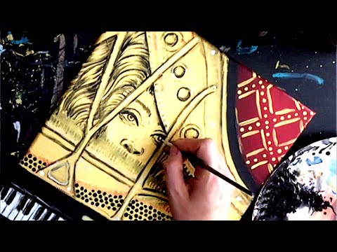 STEP by STEP, Time-lapse, Acrylic Painting, Surreal Grand Piano with figure