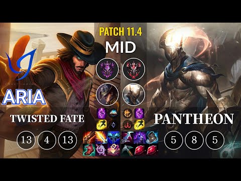 CGA Aria Twisted Fate vs Pantheon Mid - KR Patch 11.4