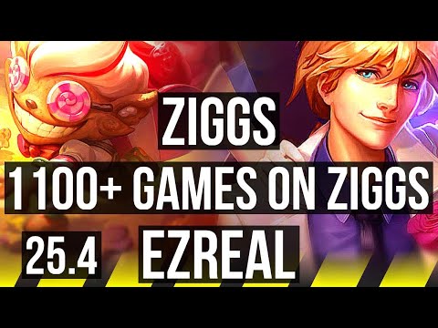 ZIGGS & Rakan vs EZREAL & Pyke (ADC) | Legendary, 1100+ games | KR Master | 25.4