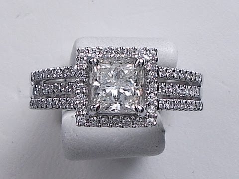 1.36 ctw Princess Cut I SI1 Diamond Engagement Ring - BigDiamondsUSA