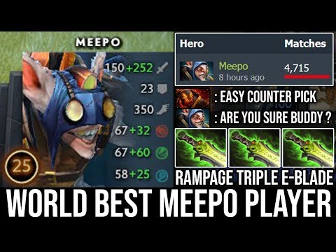 World Best Meepo Spammer | Micro Like a God 3x E-Blade with RAMPAGE Vs Ember Hard Counter DotA 2 Ink