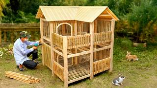 Build budget-friendly 2 level bamboo rabbit cage