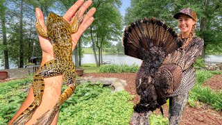Epic Frog Hunt with a .22 Rifle! Wild Turkey Hunt & Cooking Frog Legs + Tenders!