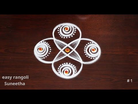 2 Easy & simple rangoli🌺Beginners muggulu designs by Suneetha🌺Trendy Doorstep kolam with 2 dots