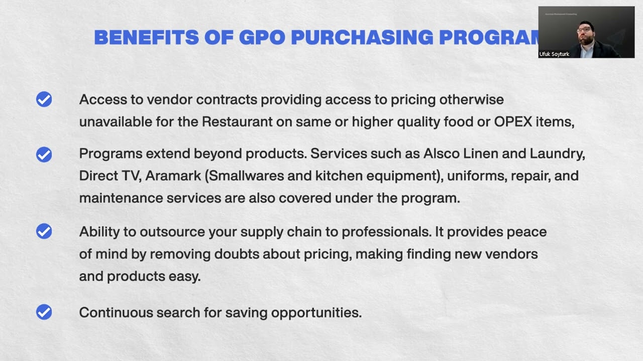 Benefits of GPO Purchasing Program | Accross Restaurant Consulting Webinar | EPISODE 1 PT 9