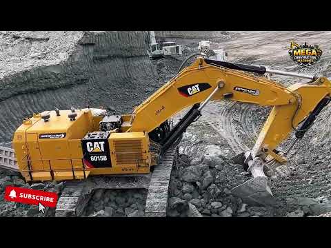 CAT 6015B Excavator Loading Hard Rock in Just 2 Passes | Extreme Mining Operation