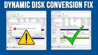 How to Fix “Not Enough Space” Issue when Converting from a Basic to Dynamic Disk in Windows