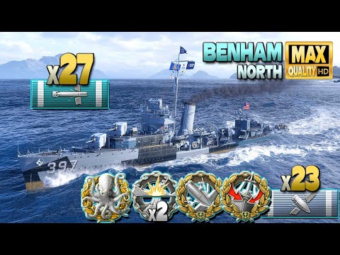 Destroyer Benham: Torpedo terror on map North - World of Warships