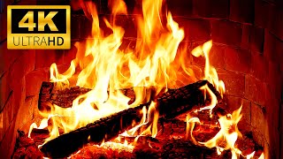 Cozy Night by Christmas 4K Fireplace 🔥 Crackling Fire Sounds & Burning Woods | Fireplace Ambience