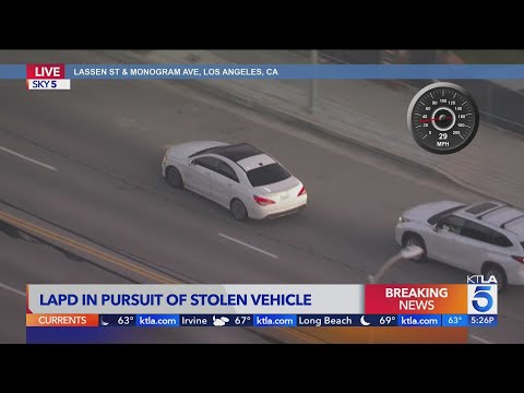 Police pursue driver in stolen vehicle in L.A. County