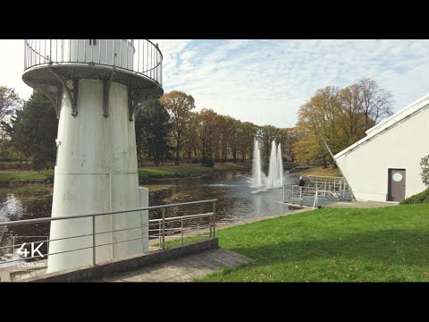 Autumn Walk in Kronvalda Park in Riga City Centre - City Street Sounds, Latvia - ASMR [4K]