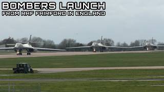Ground shaking B1 bombers launch for first mission from mainland UK