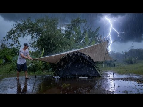 BRUTAL THUNDERSTORMS‼️SOLO CAMPING IN HEAVY RAIN AND THUNDERSTORMS