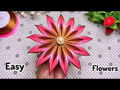 Super Easy Ribbon Flower Making | Handmade diy ribbon flowers gift | DIY Ribbon Flower 