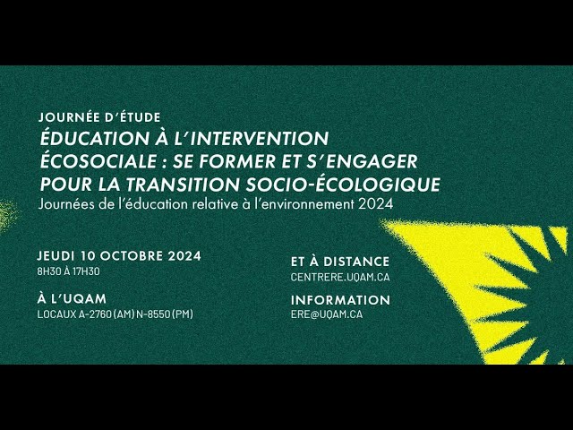 Journée d&rsquo;étude: «Éducation à l&rsquo;intervention écosociale»