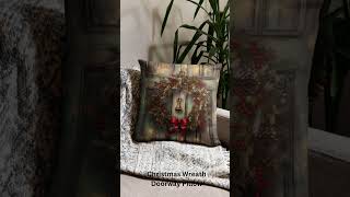 Christmas Throw Pillow Wreath Doorway Decorative Cushion #throwpillow #christmas #homedecor by The Johno Show