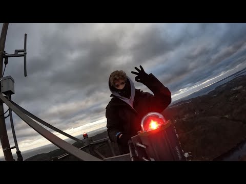 climbing a big radio tower in Kristiansand/Norway