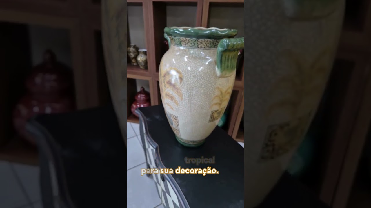 Tall Crackle Amphora Vase (52cm) - Tropical (CJ0158)