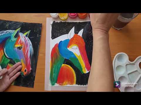 видеоурок по Изо для детей 3х и 4х классов начальной школы.  лошадь в стиле Pop art