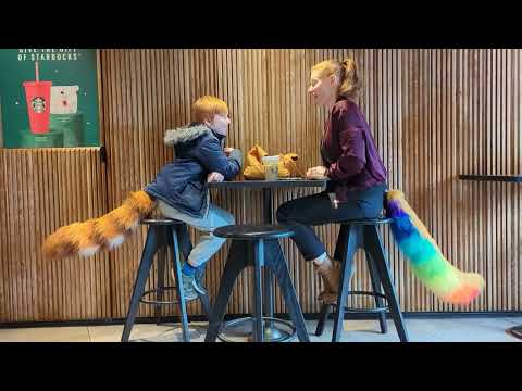 Two moving cosplay tails we just made at The Tail Company