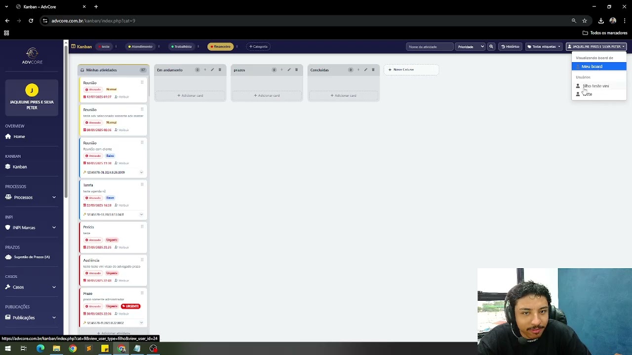 Kanban AdvCore: Organize tarefas, processos e equipe do seu escritório