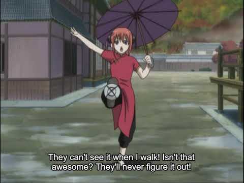 Gintama - kagura steps on the plate
