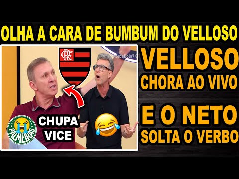 Look at Velloso's dumbfounded face after Palmeiras finished second to Flamengo, Neto, Souza, and ...