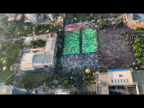 Tirana. Falja e Fiter Bajramit from the Air. 21.04.2023 Sheshi Skenderbe