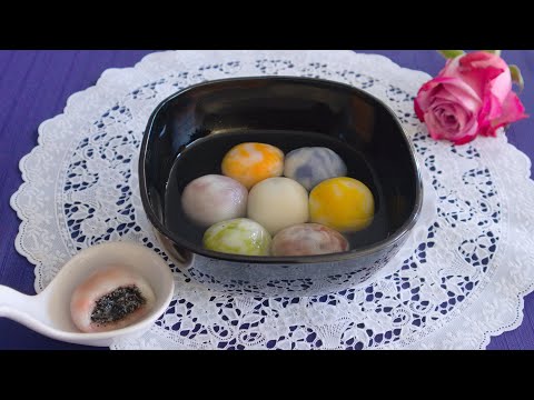 Chinese Mochi Balls with black sesame filling | Marbled tangyuan 琉璃黑芝麻湯圓 Chinese sweet rice dumpling
