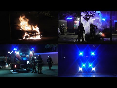 Prio 1 Brandweer TS 21-1731 met spoed naar een autobrand in Oss
