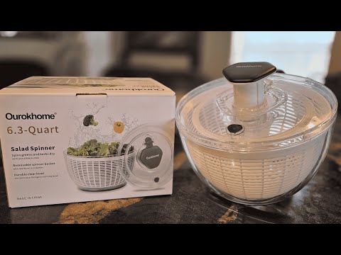 Ourokhome Salad Spinner – Easy One-Handed Lettuce Dryer for Crisp, Fresh Greens
