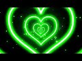 Green Neon Love Heart Tunnel Abstract Glow 4K Moving Wallpaper Background TikTok with Particles