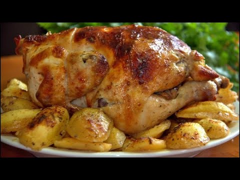 Курица в рукаве с картошкой по деревенски. Chicken baked with potatoes. 烤土豆鸡. आलू के साथ बेक्ड चिकन