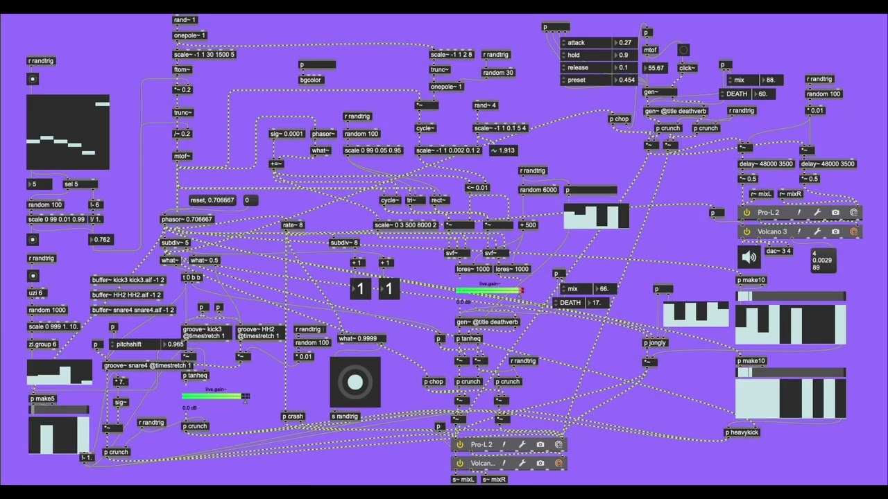 30 mins of "hit em" in Max/MSP...