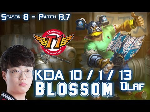 SKT T1 Blossom OLAF vs JAX Jungle - Patch 8.7 KR Ranked