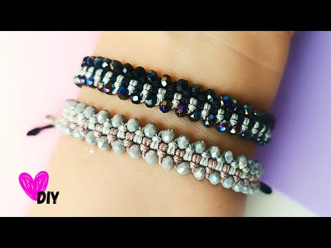 💎 How to Make CRYSTAL BRACELETS with MACRAMÉ KNOTS 📿 LARK'S HEAD KNOT in 2 Colors