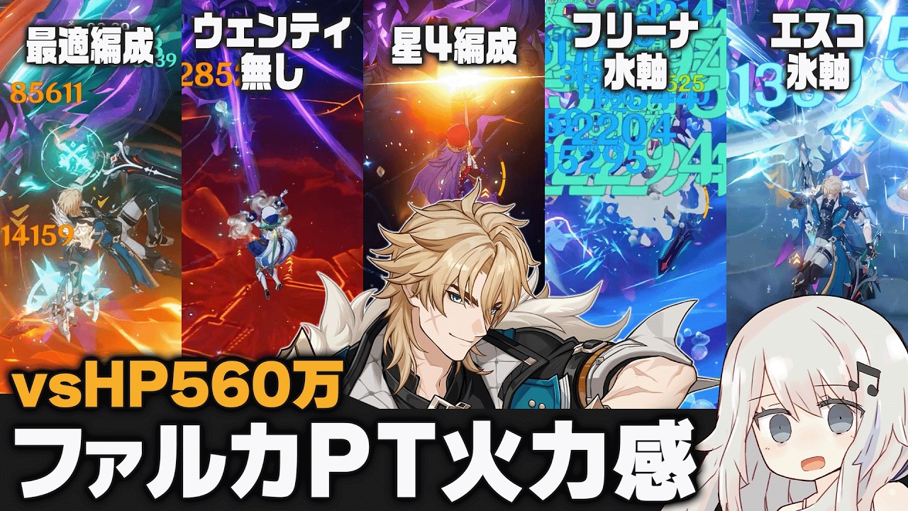 【原神】無凸「ファルカ」パーティー色々vsHP560万