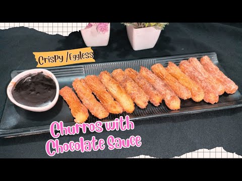 Eggless Churros with Chocolate Sauce /Crispy and Delicious Churros/With Perfect Measurements