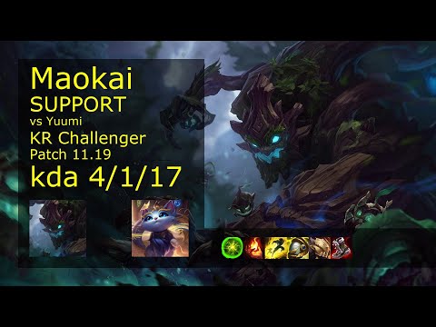 Maokai Support vs Yuumi - KR Challenger 4/1/17 Patch 11.19 Gameplay // [롤] 마오카이 vs 유미 서폿