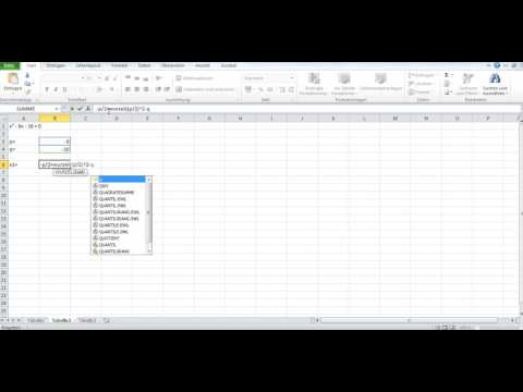 p-q-Formel mit Excel anwenden