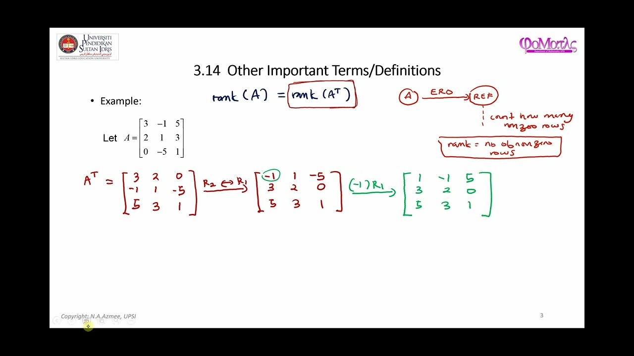 Part 1/2: Rank and Nullity of a Matrix