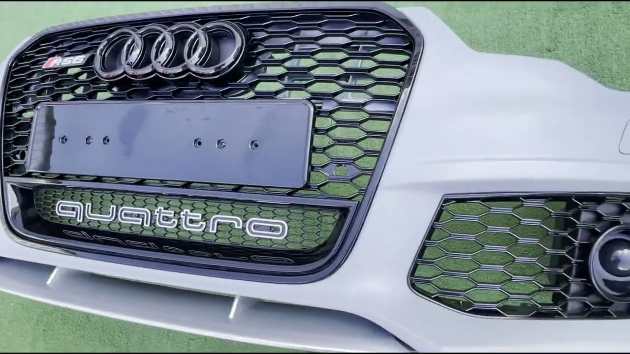 Audi A6 C7 2011-2017 гг. Передний бампер с черной решеткой RS6-Style (2011-2014) Video 1