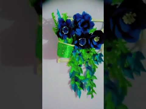 beautiful wall hanging blue flowers with green leave🤗🤗#@navjot kaur dhillon 6909