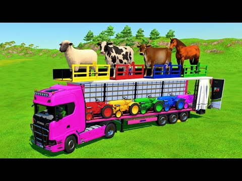 TRANSPORTING GIANT HORSES, COWS, SHEEPS, GOATS, BULLS WITH MAN TRUCK! - Farming Simulator 22