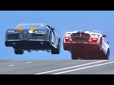 Bugatti Chiron Super Sport 300+ vs Ford Mustang 2020 Jet Engine - Drag Race 20 KM