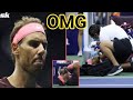 Rafael Nadal ends up with a bloody nose as he hits himself in the face with his racquet at US Open